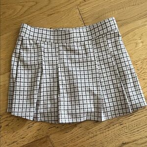 NWT - 11/12 - ABERCROMBIE - kids Cream and Brown Plaid Pleated Mini Short-Skirt